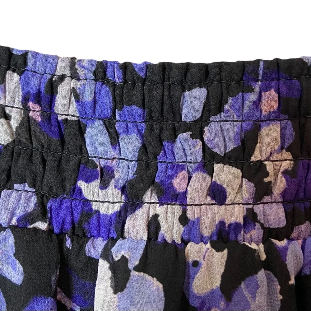kate spade Black Floral Tiered Skirt with Purple & White Accents
